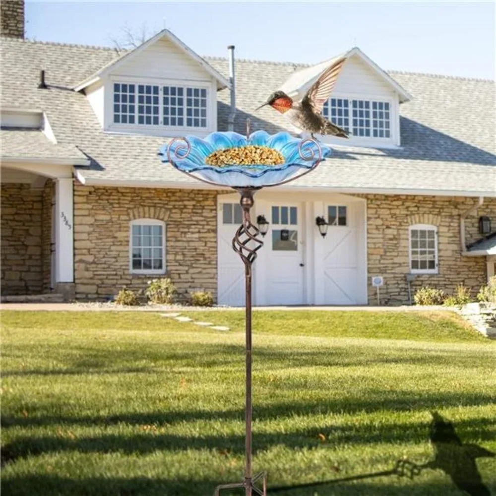 Bird Baths for Outdoors, Outdoor Bird Bath,Glass Birdbath Sunflower Bird Feeders